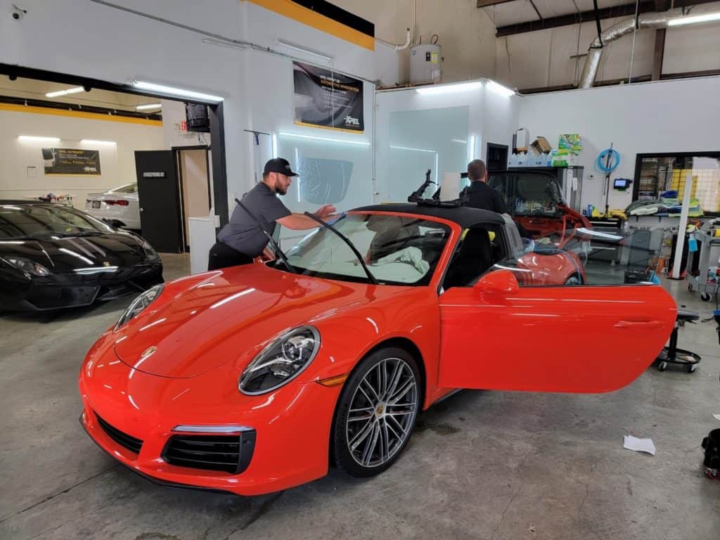 2019 lava orange porsche 911 targe prime xr plus window tint