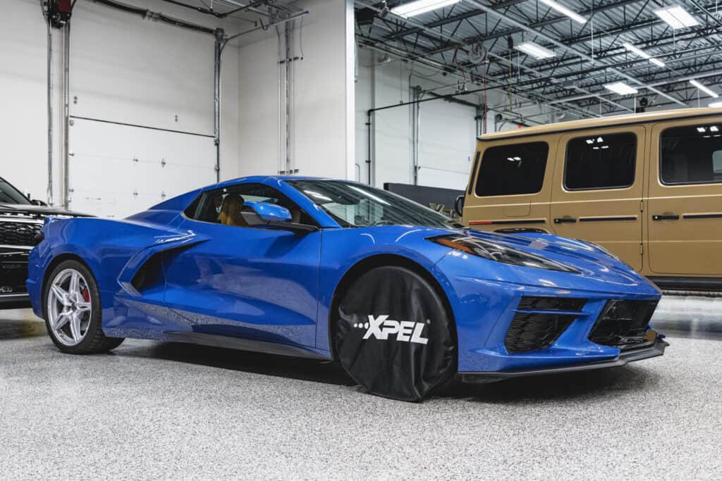 Elkhart Lake Blue Corvette C8 full front ultimate plus paint protection film