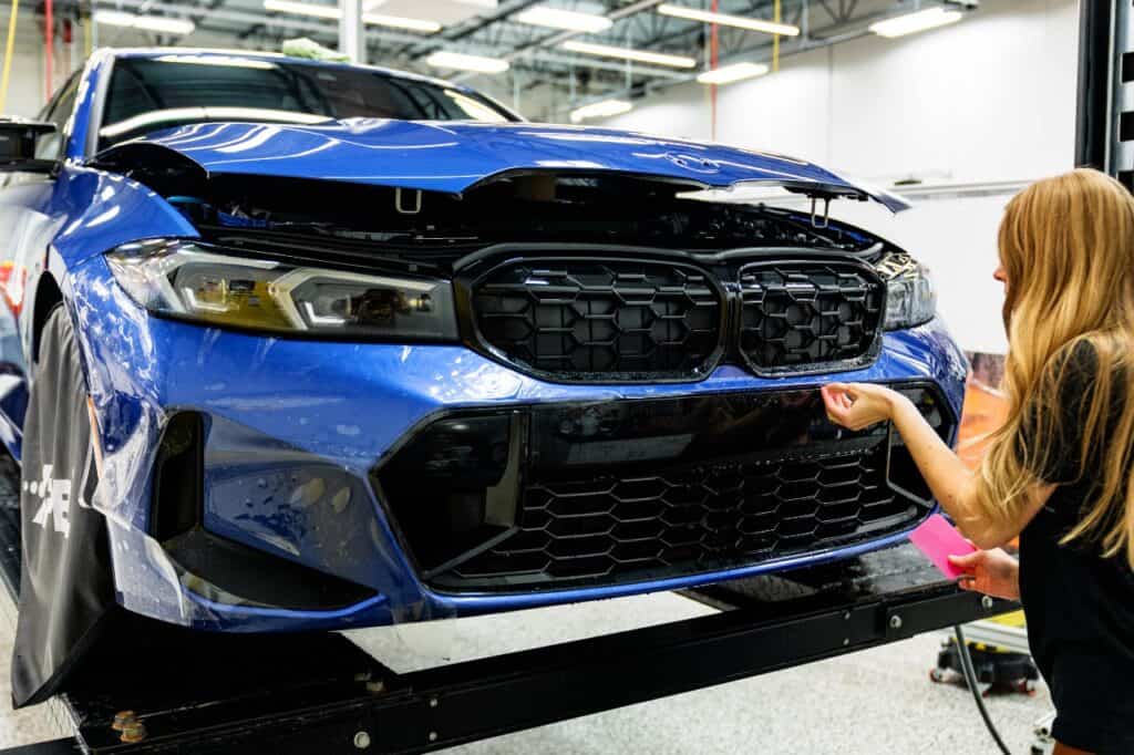 blue 2023 BMW M340i full front xpel ppf ceramic coating